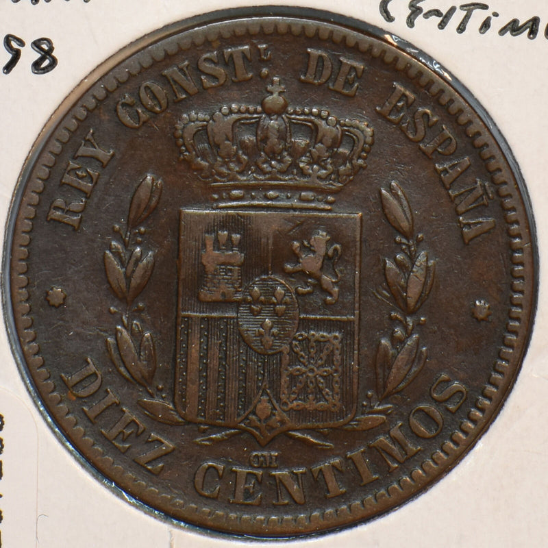 Spain 1878 10 Centimos 297288 combine shipping