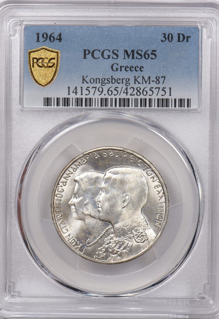 Greece 1964 30 Drachmai Eagle animal PCGS MS 65 Kongsberg KM-87 PI0069 combine s