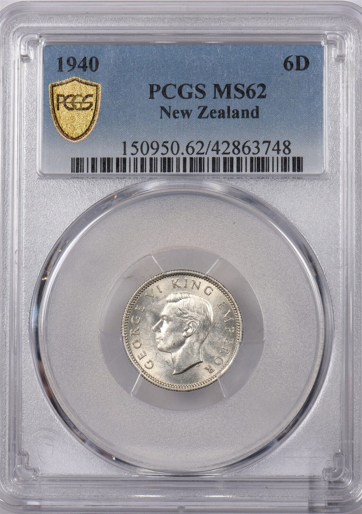New Zealand 1940 6 Pence Huia bird animal PCGS MS 62 PI0150 combine shipping