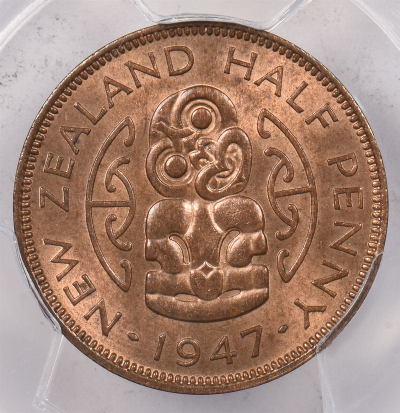 New Zealand 1947 1/2 Penny PCGS MS 65 RED BROWN PI0186 combine shipping