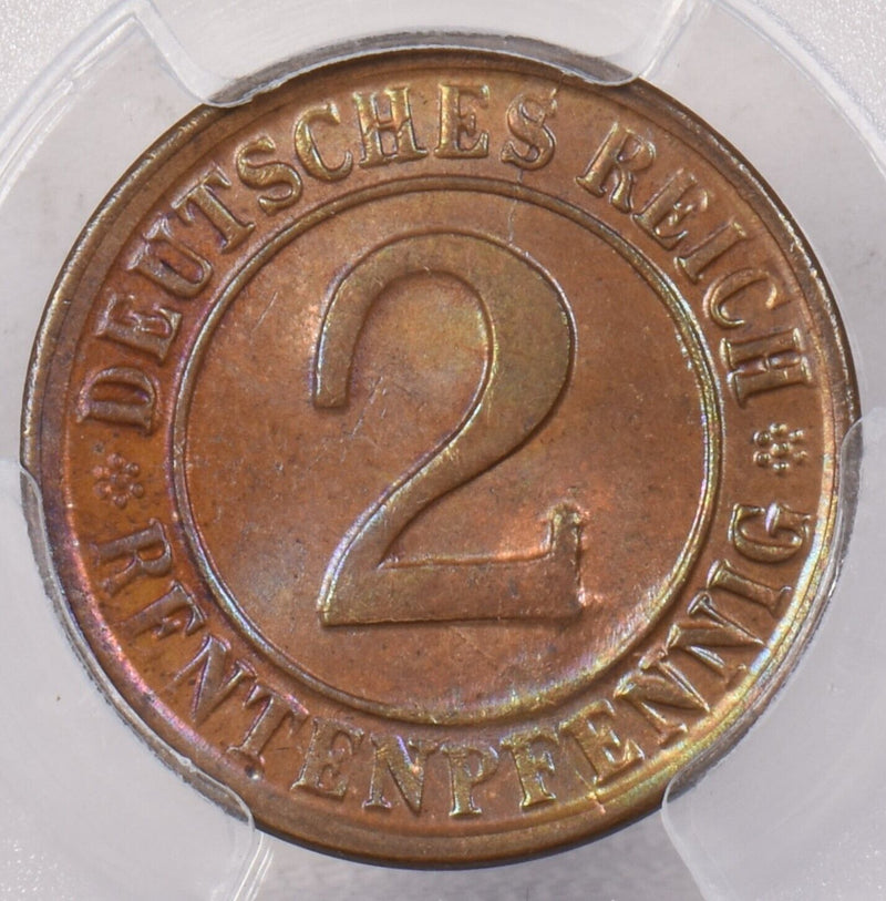 Germany 1924 G 2 Rentenpfennig PCGS MS 64 RED BROWN Weimar Republic, J-307 PI019