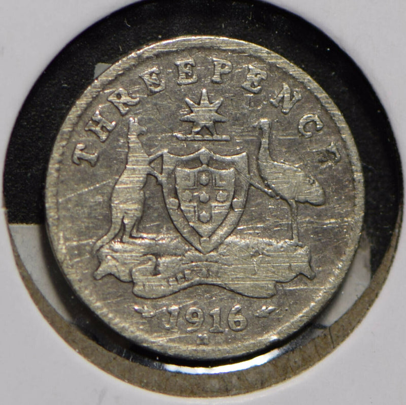 Australia 1916 3 Pence Kangaroo animal Emu  901219 combine shipping
