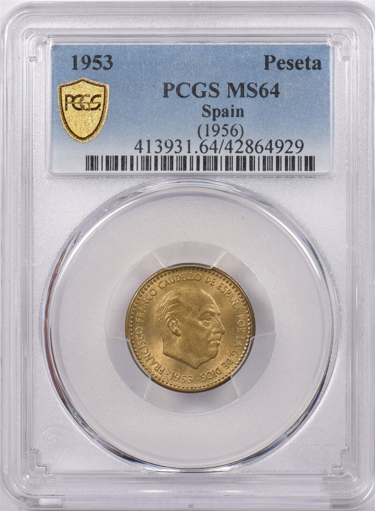 Spain 1953 Peseta PCGS MS 64 1956 PI0188 combine shipping