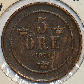 Sweden 1874 5 Ore 296905 combine shipping