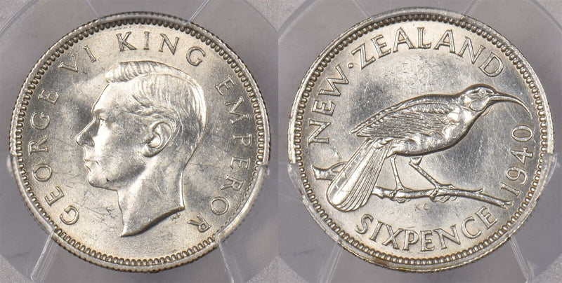 New Zealand 1940 6 Pence Huia bird animal PCGS MS 62 PI0150 combine shipping