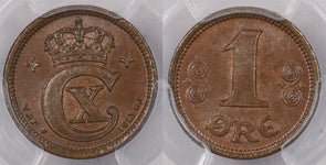 Denmark 1913 VBJ GJ ore Porpoise animal PCGS MS 64 BROWN Best Graded By PCGS, No