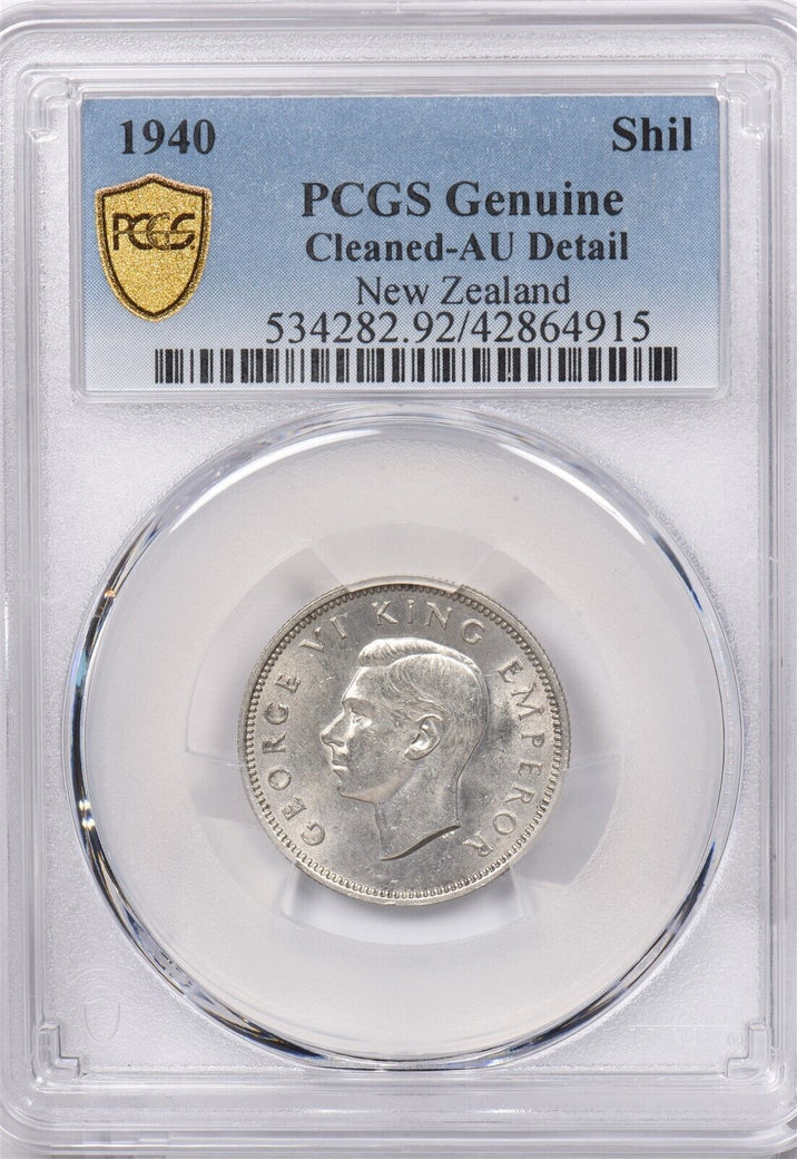 New Zealand 1940 Shilling PCGS Genuine Cleaned-AU Detail PI0100 combine shipping