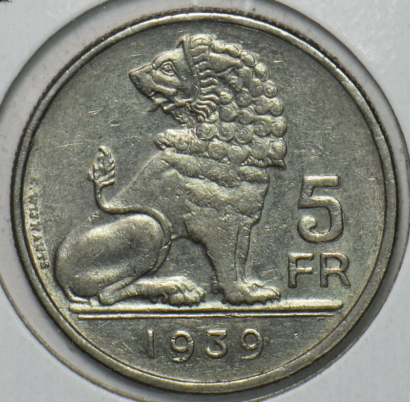 Belgium 1939 5 Francs Lion animal 195861 combine shipping