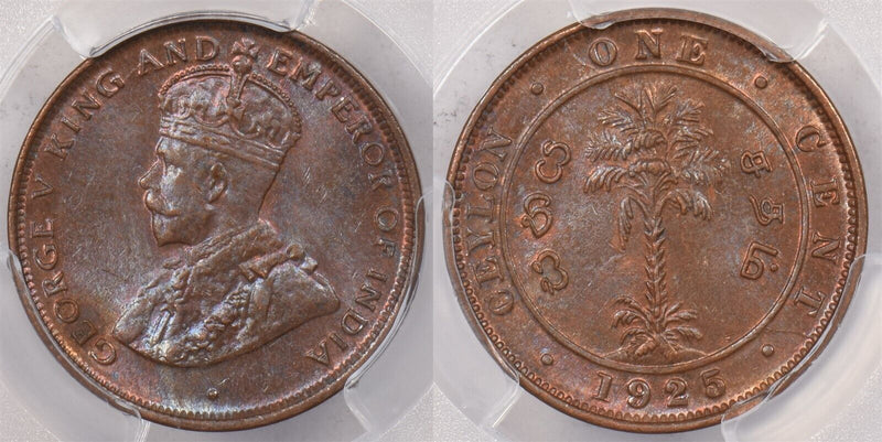 Ceylon 1925 Cent PCGS MS 64 BROWN PI0225 combine shipping