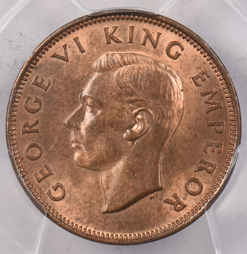 New Zealand 1947 1/2 Penny PCGS MS 65 RED BROWN PI0186 combine shipping