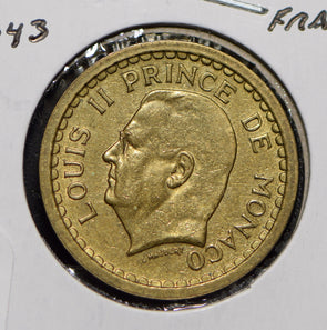 Monaco 1943 Franc  901290 combine shipping
