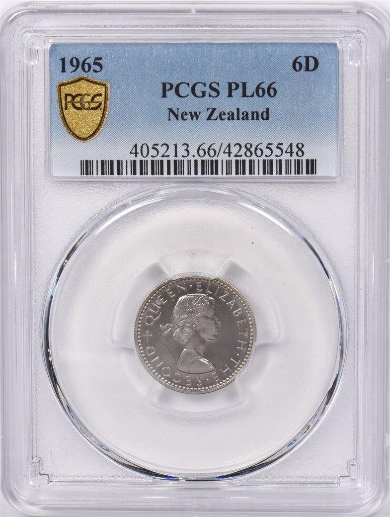 New Zealand 1965 6 Pence Huia bird animal PCGS PL 66 PI0163 combine shipping