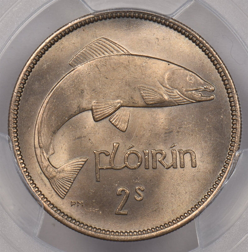 Ireland 1951 Florin Salmon animal PCGS MS 64 PI0067 combine shipping