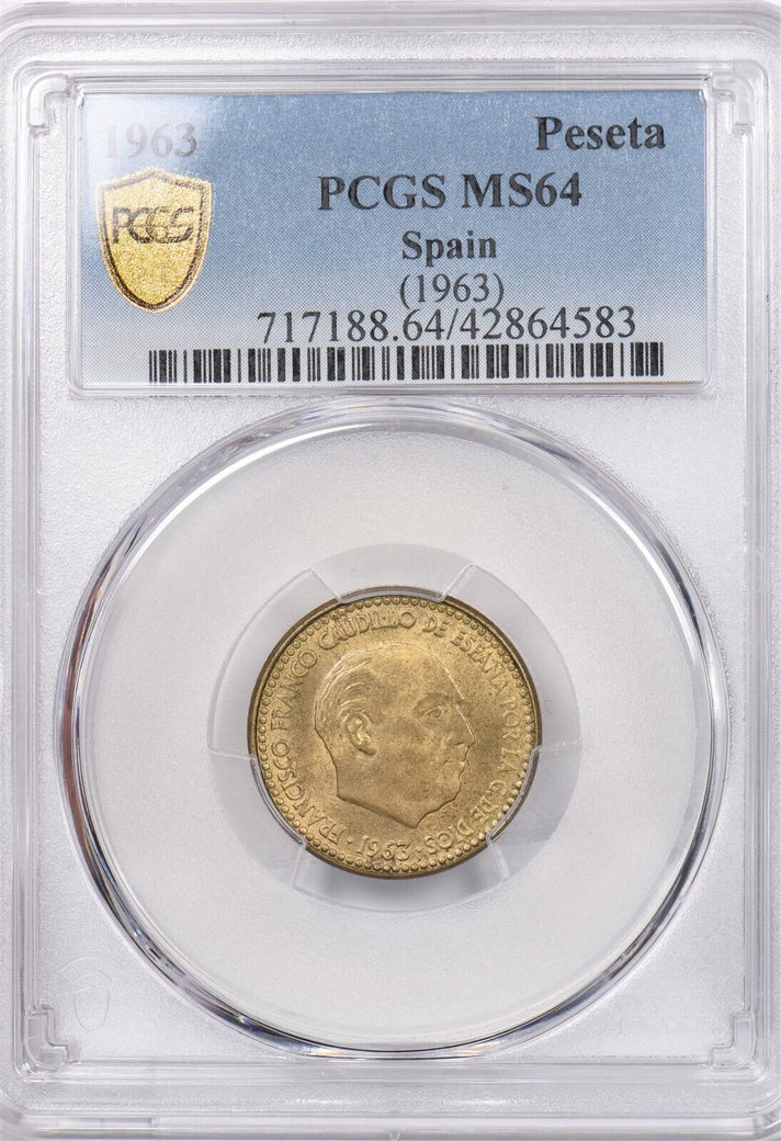 Spain 1963 Peseta PCGS MS 64 1963(66) PI0030 combine shipping
