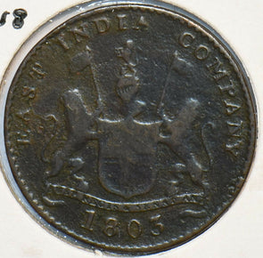 British India 1803 Yr 1218 5 Cash Lion animal Madras 151532 combine shipping