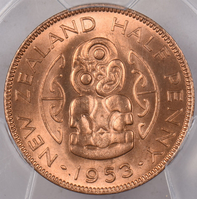 New Zealand 1953 1/2 Penny PCGS MS 65 RED PI0151 combine shipping