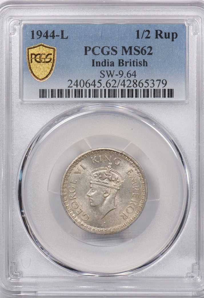 India British 1944 L 1/2 Rupee PCGS MS 62 SW-9.64 PI0026 combine shipping