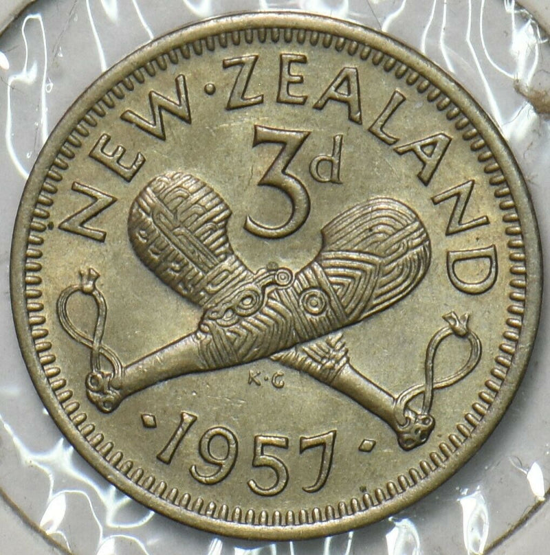 New Zealand 1957 3 Pence 152407 combine shipping