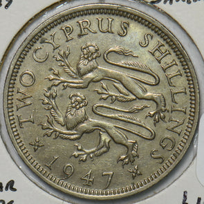 Cyprus 1947 1 year type 2 Shillings Lion animal 491159 combine shipping