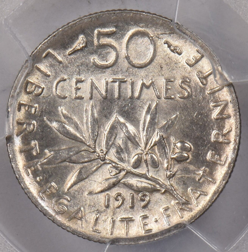 France 1919 50 Centimes PCGS MS 62 Gad-420 F-190 PI0144 combine shipping
