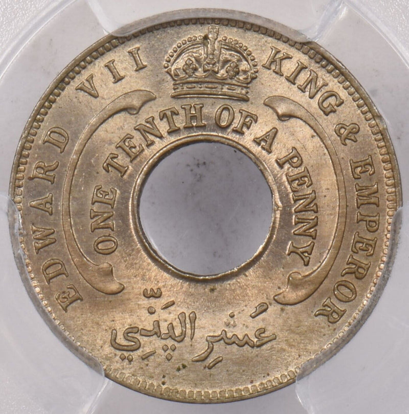 British West Africa 1908 1/10 Penny PCGS MS 65 KM-3 Copper-Nickel PI0189 combine