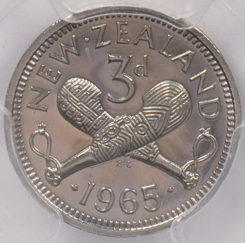 New Zealand 1965 3 Pence PCGS PL 66 PI0207 combine shipping