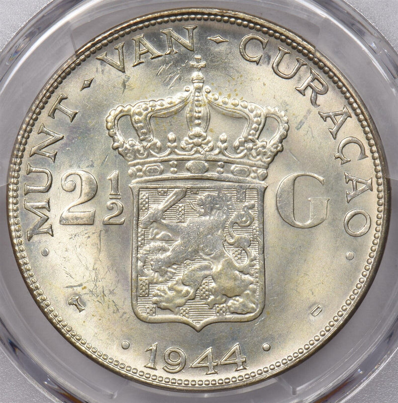 Curacao 1944 D 2 1/2 Gulden PCGS MS 63 PI0111 combine shipping