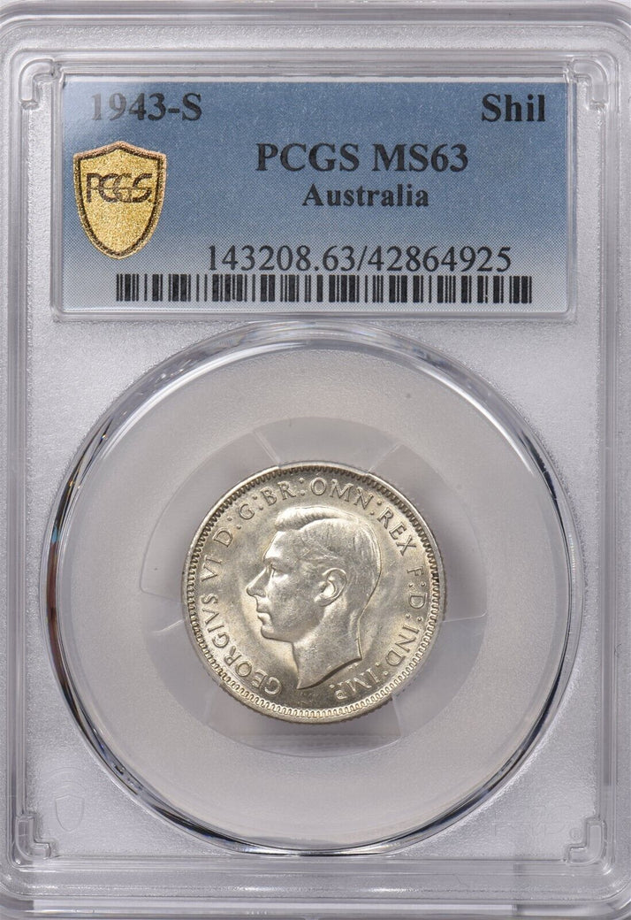 Australia 1943 S Shilling Ram animal PCGS MS 63 PI0104 combine shipping