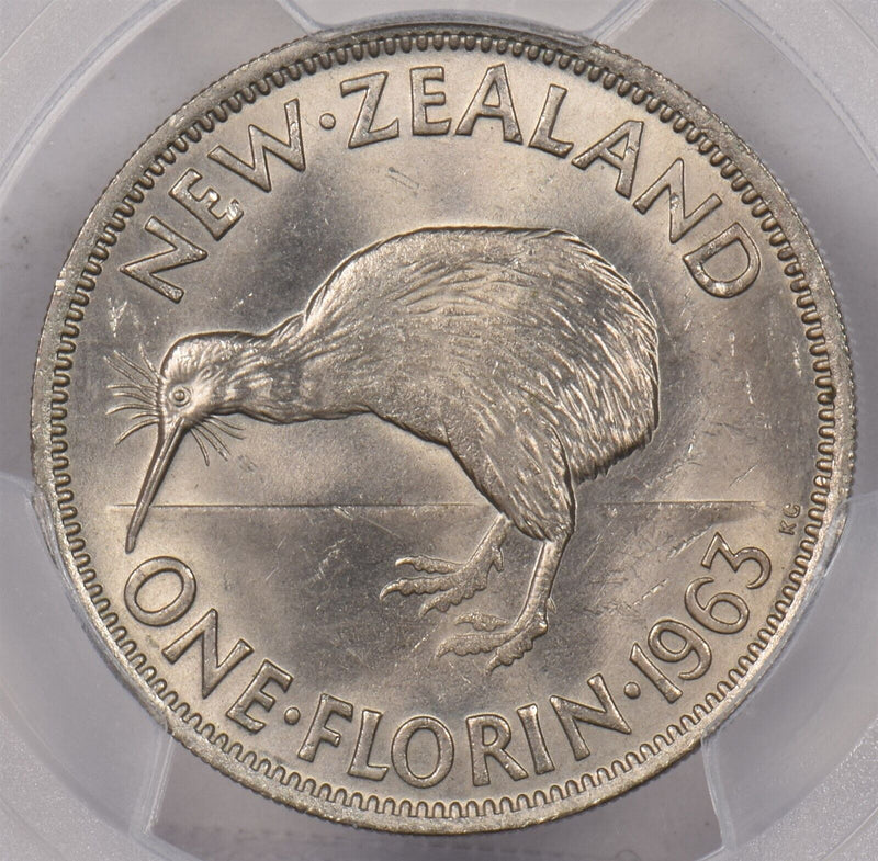 New Zealand 1963 Florin Kiwi Bird animal PCGS MS 65 PI0137 combine shipping