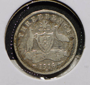 Australia 1916 3 Pence Kangaroo animal Emu  901218 combine shipping