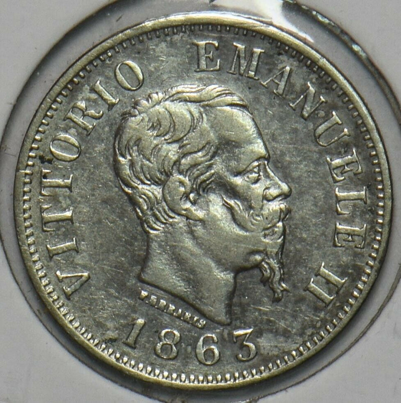 Italy 1863 M BM 50 Centesimi 296852 combine shipping