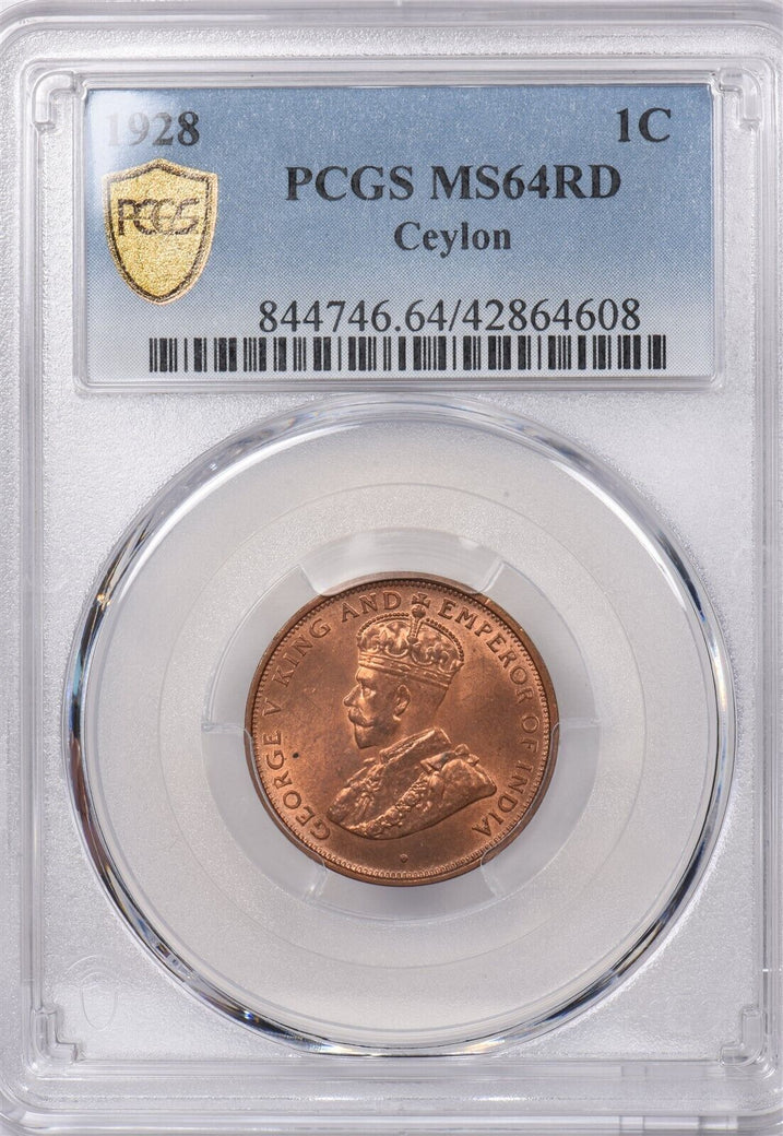 Ceylon 1928 Cent PCGS MS 64 RED PI0083 combine shipping