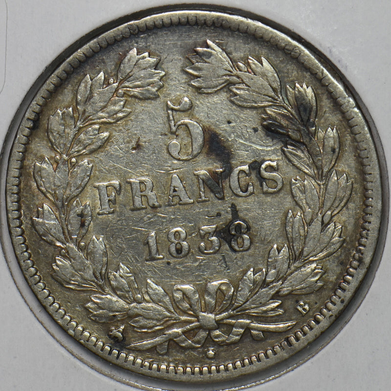 France 1838 BB 5 Francs 491059 combine shipping
