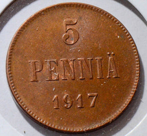 Finland 1917  5 Pennia Choice BU  combine shipping F0035 combine shipping