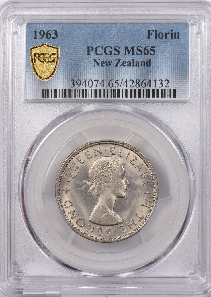 New Zealand 1963 Florin Kiwi Bird animal PCGS MS 65 PI0137 combine shipping