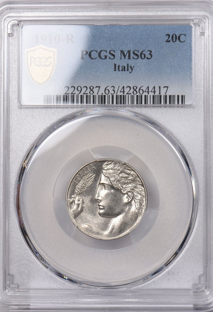 Italy 1910 R 20 Centesimi PCGS MS 63 PI0114 combine shipping