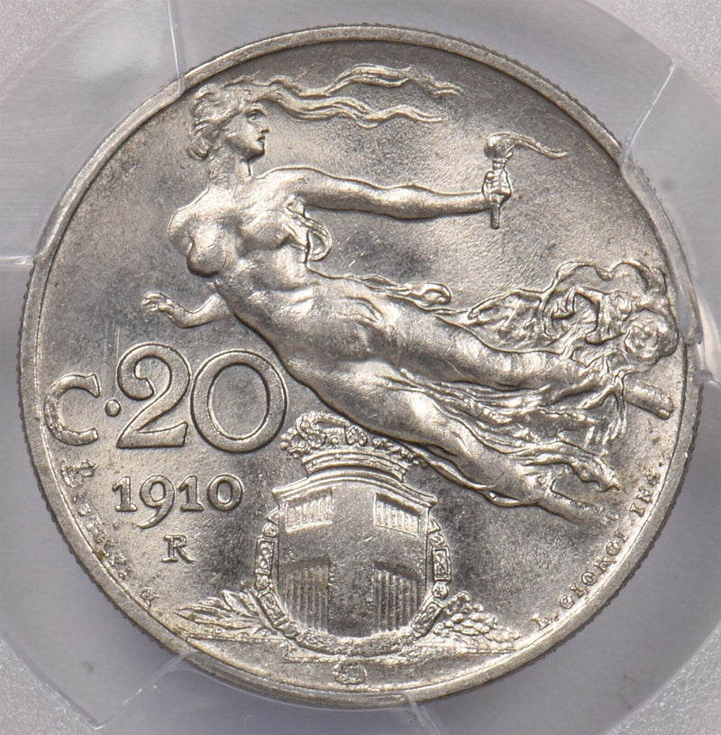 Italy 1910 R 20 Centesimi PCGS MS 63 PI0114 combine shipping