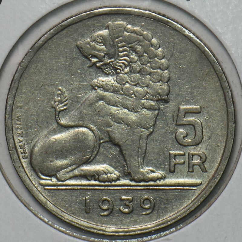 Belgium 1939 5 Francs Lion animal 195884 combine shipping