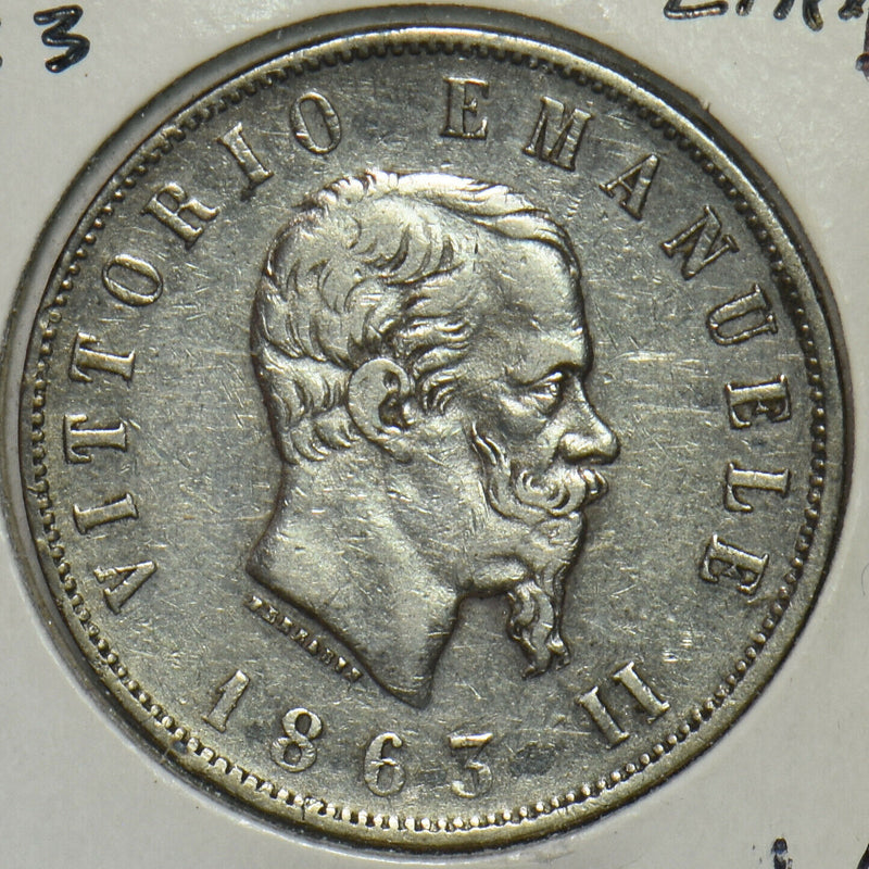 Italy 1863 2 Lire 491201 combine shipping