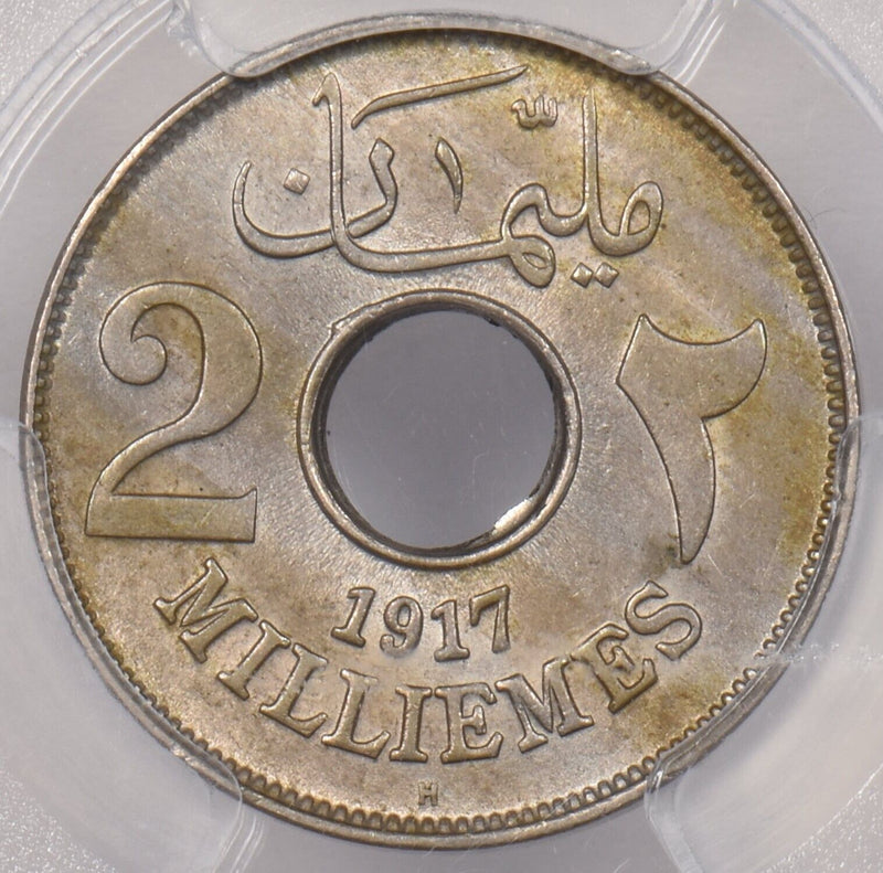 Egypt 1917 -H AH 1335 2 Milliemes PCGS MS 63 KM-314 PI0078 combine shipping