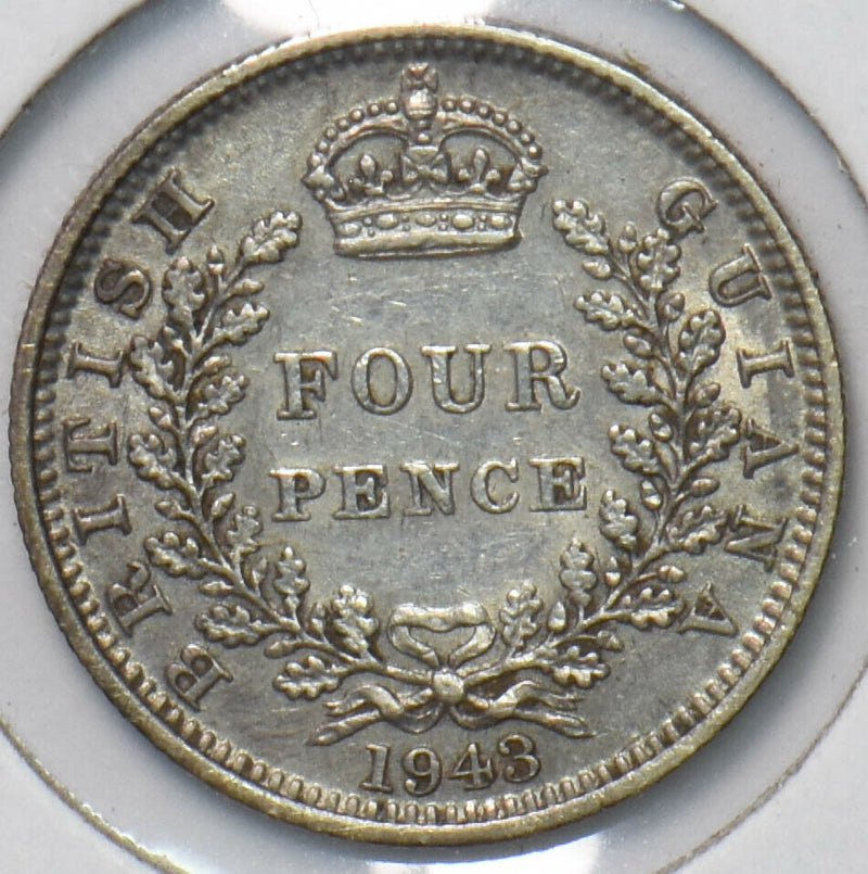 British Guiana 1943 4 pence George VI 293654 combine shipping