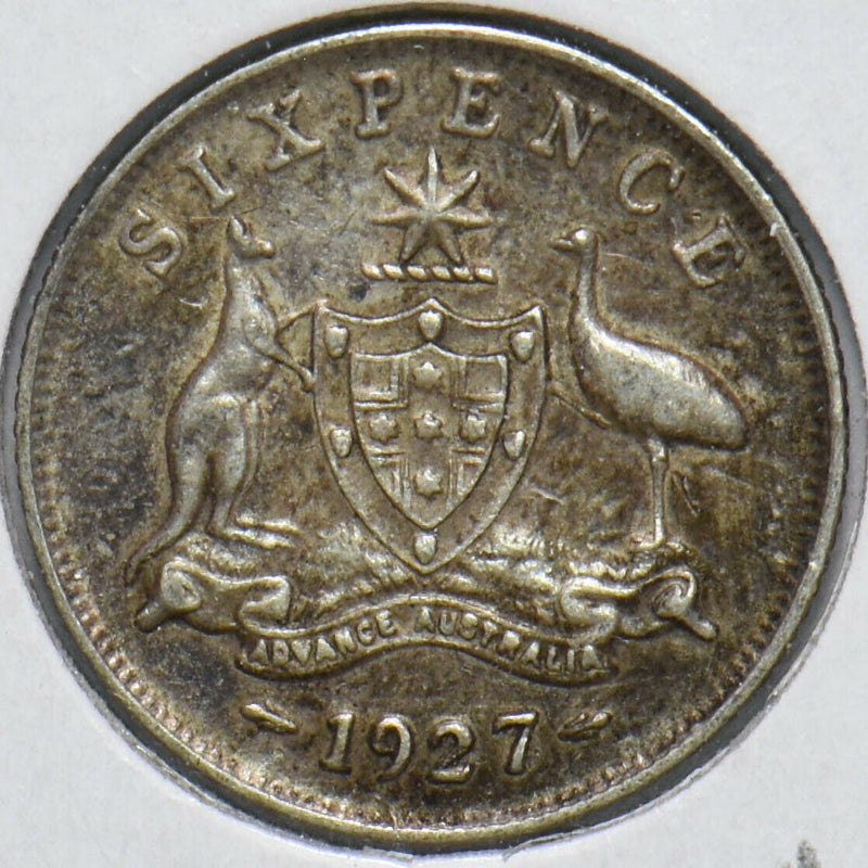 Australia 1927 6 Pence Kangaroo animal Ostrich Georgivs V 293470 combine shippin