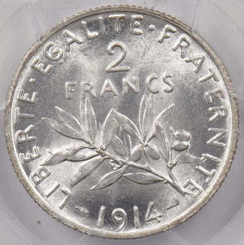 France 1914 2 Francs PCGS MS 62 Gad-532 PI0128 combine shipping