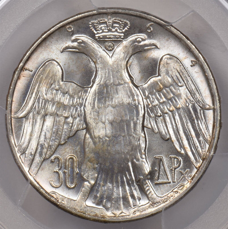 Greece 1964 30 Drachmai Eagle animal PCGS MS 65 Kongsberg KM-87 PI0069 combine s