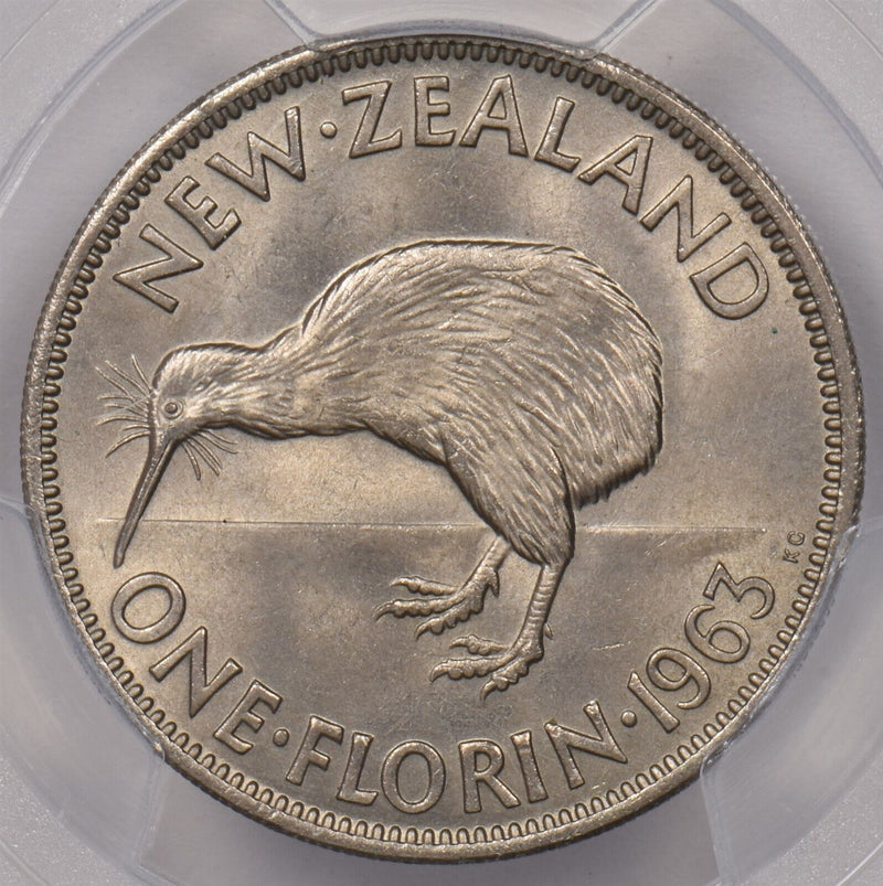 New Zealand 1963 Florin Kiwi Bird animal PCGS MS 65 PI0117 combine shipping