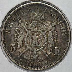 France 1868 BB 5 Francs KM 799.2 491068 combine shipping