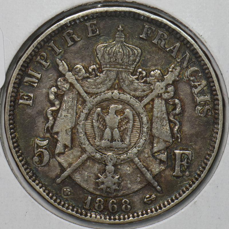 France 1868 BB 5 Francs KM 799.2 491068 combine shipping