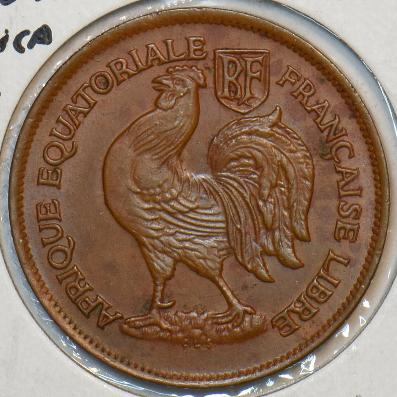 France 1943 Equatorial Africa Franc Rooster animal 491186 combine shipping