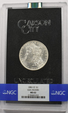US 1882/1883/1884 CC GSA Holder Silver Morgan Dollar NGC MS62 Lot BL0239