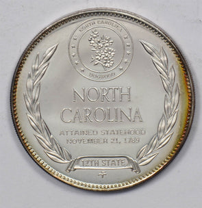 Silver Art Round The Tar Heel State North Caralina 14.4 Gram Sterling U0730